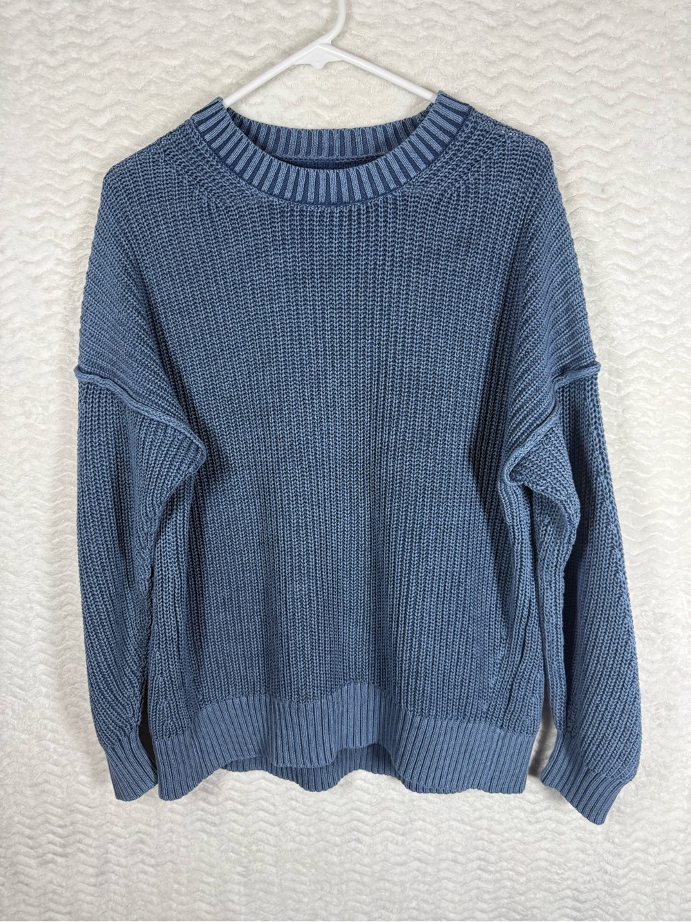 American Eagle Outfitters Ribbed Knit Sweater in Denim Blue